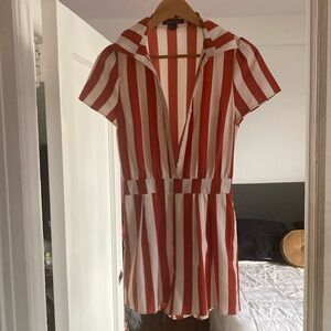 NWOT retro women’s red and white striped romper